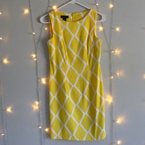 Yellow and White Design Fitted Mini Dress | 079